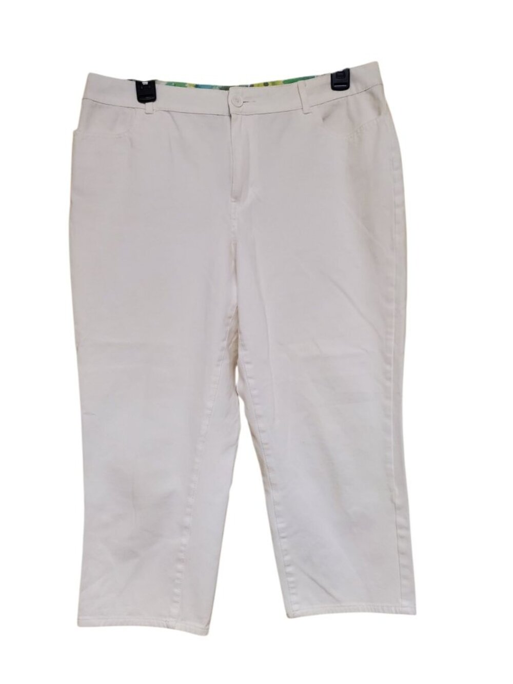 Coldwater Creek Natural Fit Women's White Flat Front Cropped Capri Pants Size 12